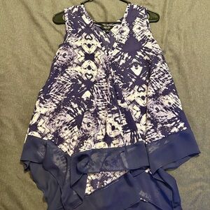 Simply Vera Vera Wang Purple and White Patterned Top